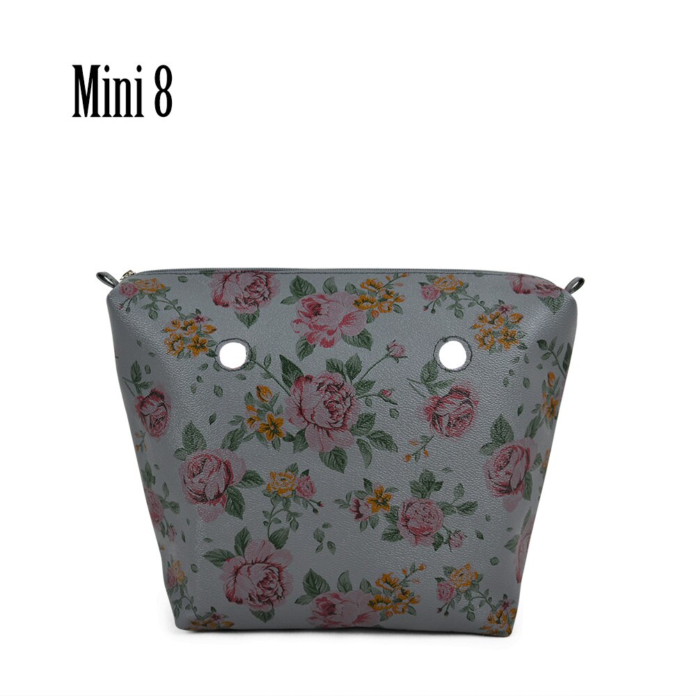 Inner Zipper Pocket Floral PU Leather Lining Waterproof Insert for Big Classic Mini Obag EVA O BAG Women Handbag: Mini 8