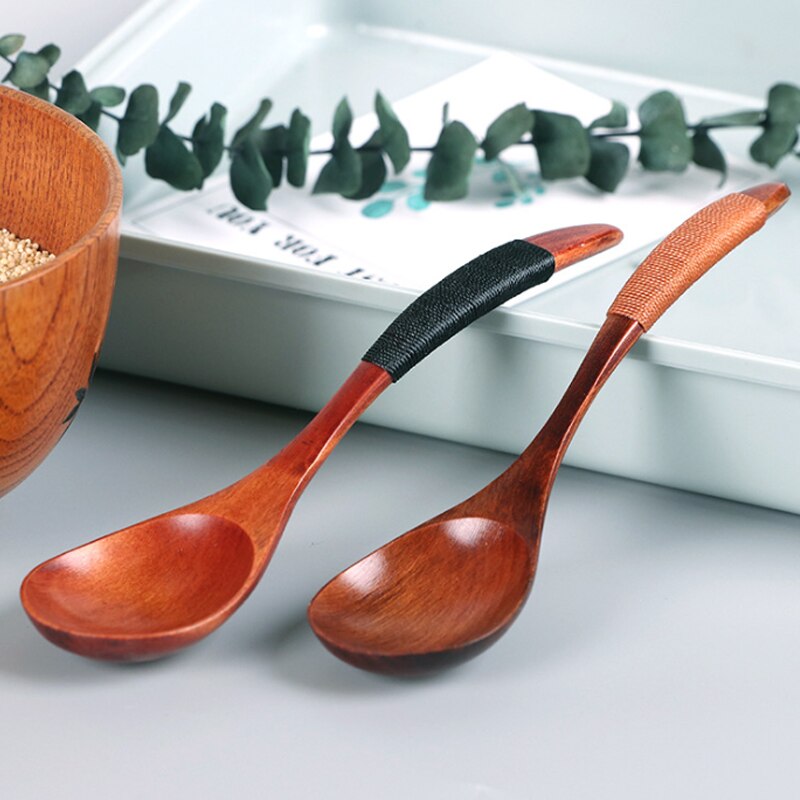 Squirrel Spoon Big Carved Wooden Spoons Non-slip Anti-scald Solid Wood Soup Spoon 18*4.5cm Long Handle 10pcs/lot