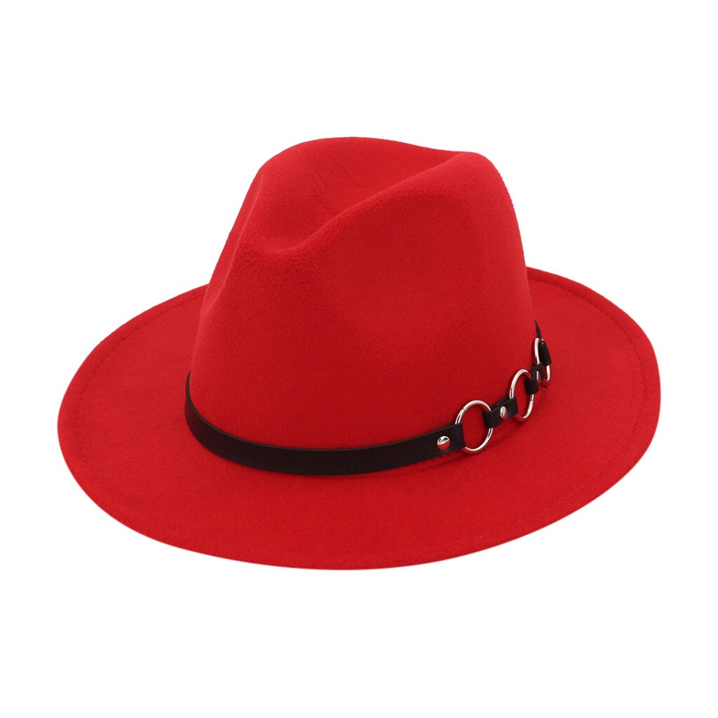 Elegante Grijze Wollen Fedora Hoed Voor Vrouwen Herfst Vintage Trilby Caps Wide Brim Jazz Kerk Toevallige Mannen Vilt Bowler Hoeden G: Red 