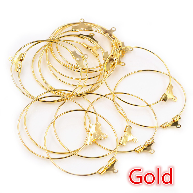 30 Uds 20 25 30 35 40 45mm pendientes de aro hallazgos círculo grande aros de alambre para oreja pendientes para DIY joyería suministros Accesorios: 20 mm / Negro