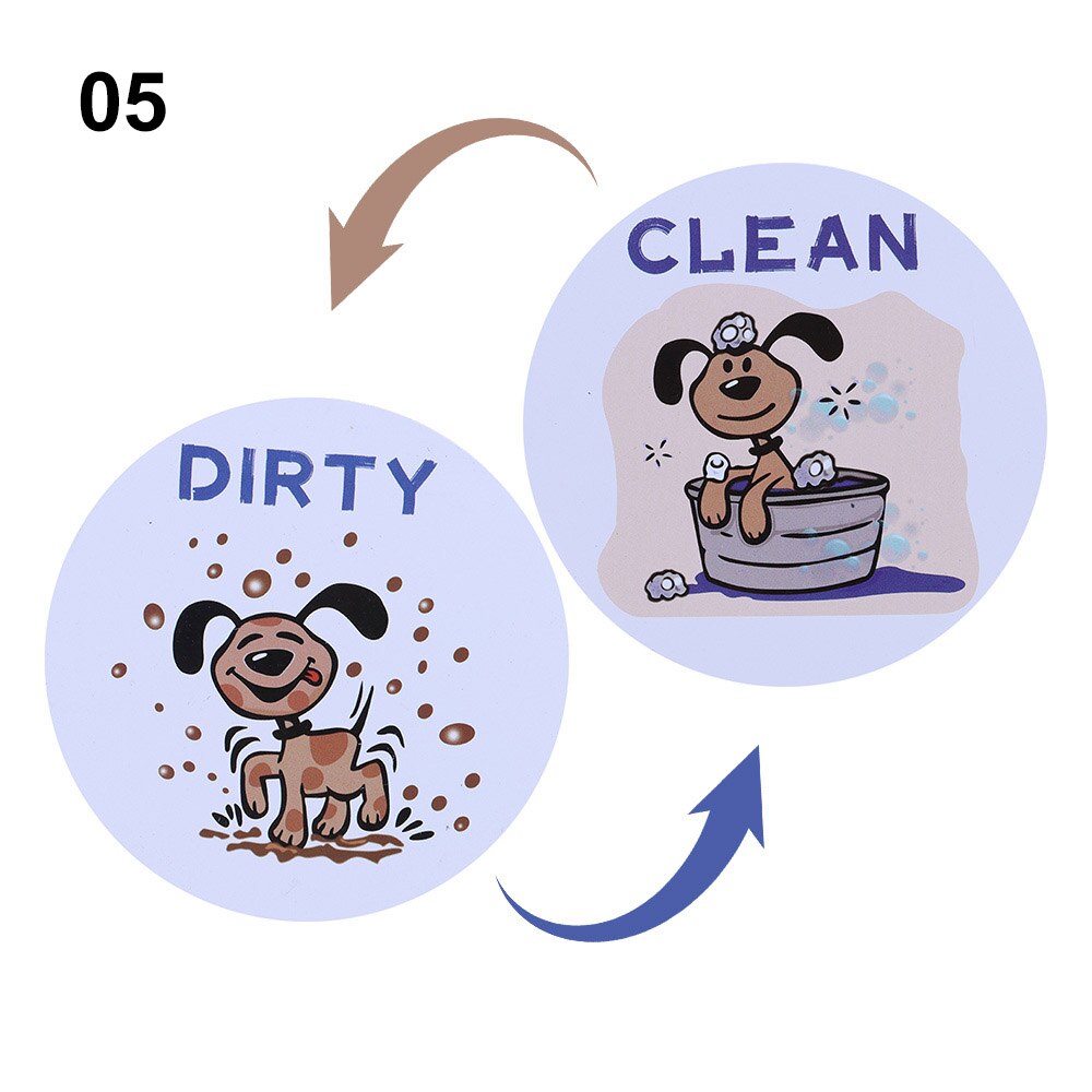 1PC Double Sided Dishwasher Fridge Magnet Reusable Clean Dirty Sign Household Home Living Bamboo Home Decor Magnetic Sticker: 05