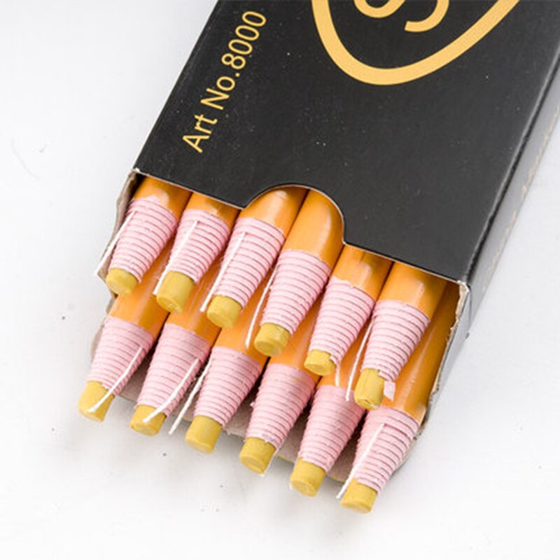 STANDARD Sewing Chalk/Crayon/Pastel Cut-free Sewing Pen For Tailor Clothes/Garment/Fabric Sewing Tools Pencil/Chalk/Marker 8000: Yellow-12piece