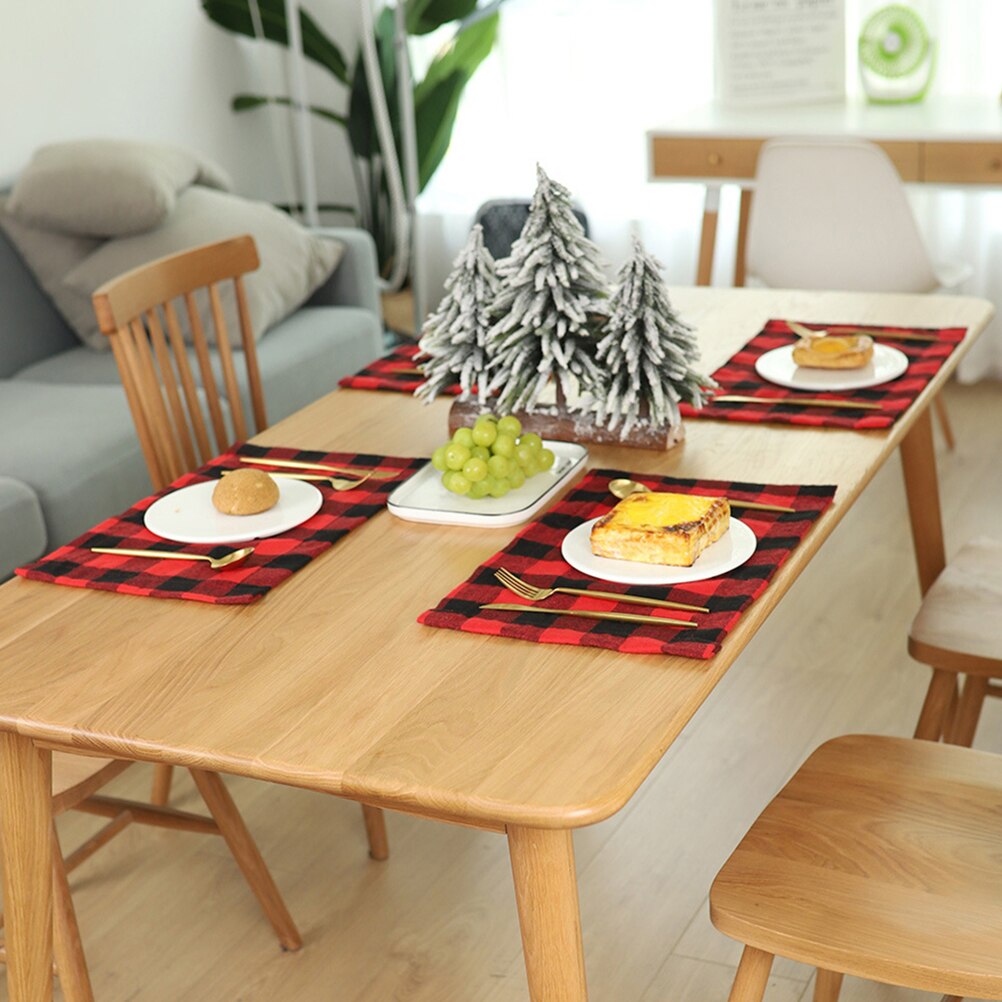 4 Stuks Plaid Gerecht Mat Huishouden Placemat Plaid Tafel Kussen Decor Plaid Tafel Mat
