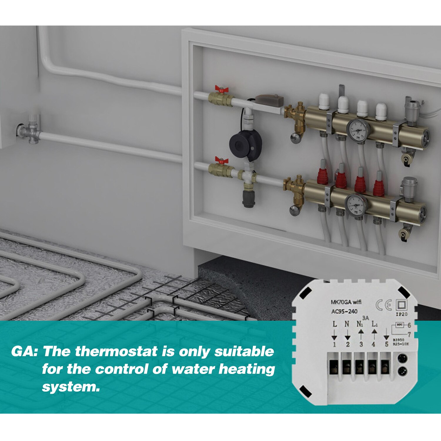 Touchscreen Smart Wifi Thermostat Temperature Controller Programmable Gas Boiler Thermostat Remote Control: Black GA