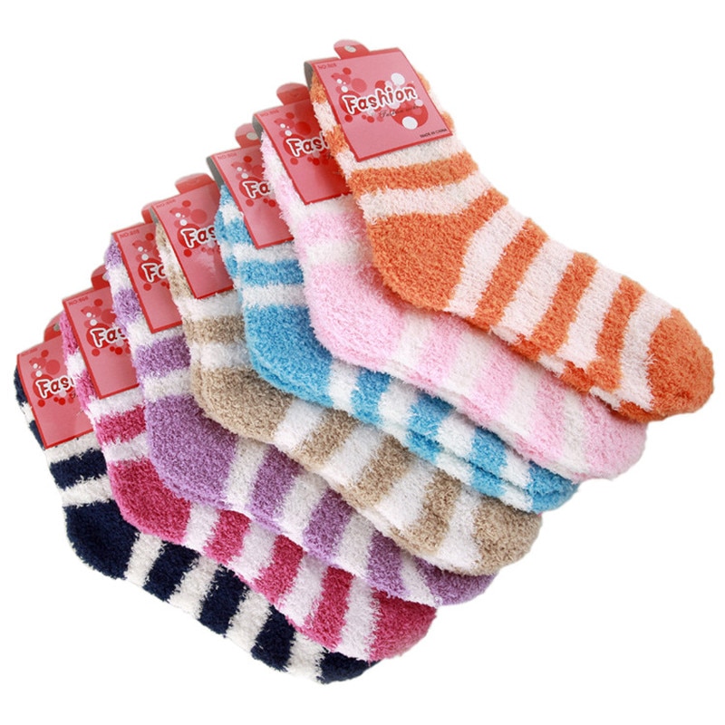 4 Paren/partij Winter Houden Warme Coral Fleece Mode Zoete Snoep Kleuren Baby Sokken Jongen/Meisjes Sokken