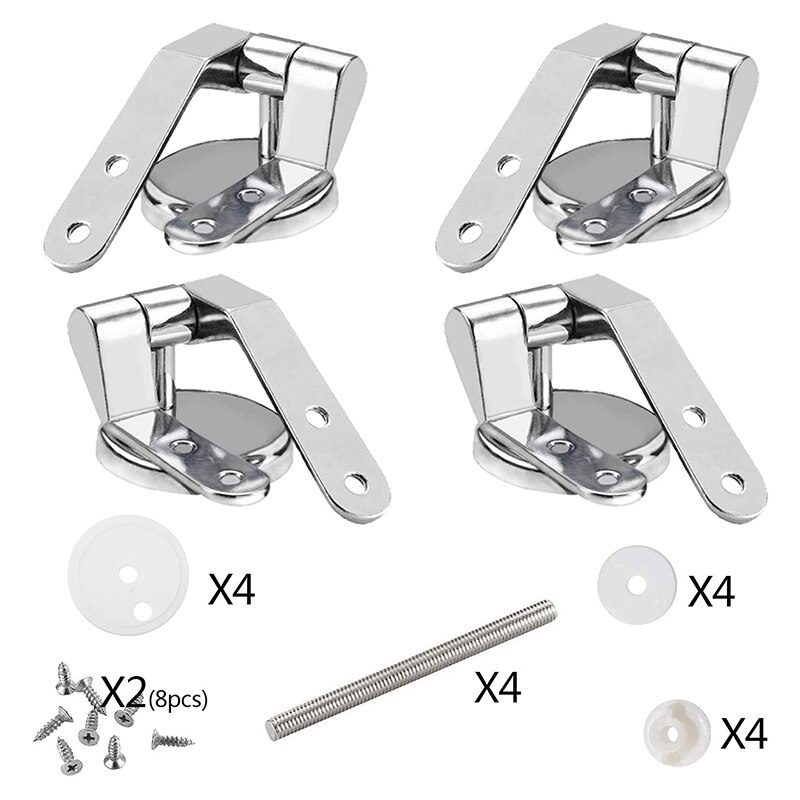 2 Pair of Toilet Seat Hinges Fittings Replacement Hinges and Fixtures Fittings for Wooden Resin Toilet Seats