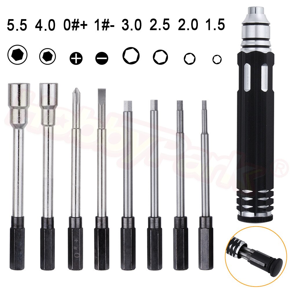 RC Hobby Hardware Repair Tools 8 in 1 Hex Screwdrivers Hex Screw driver Kit Set Mini For Helicopter Plane Car Pocket