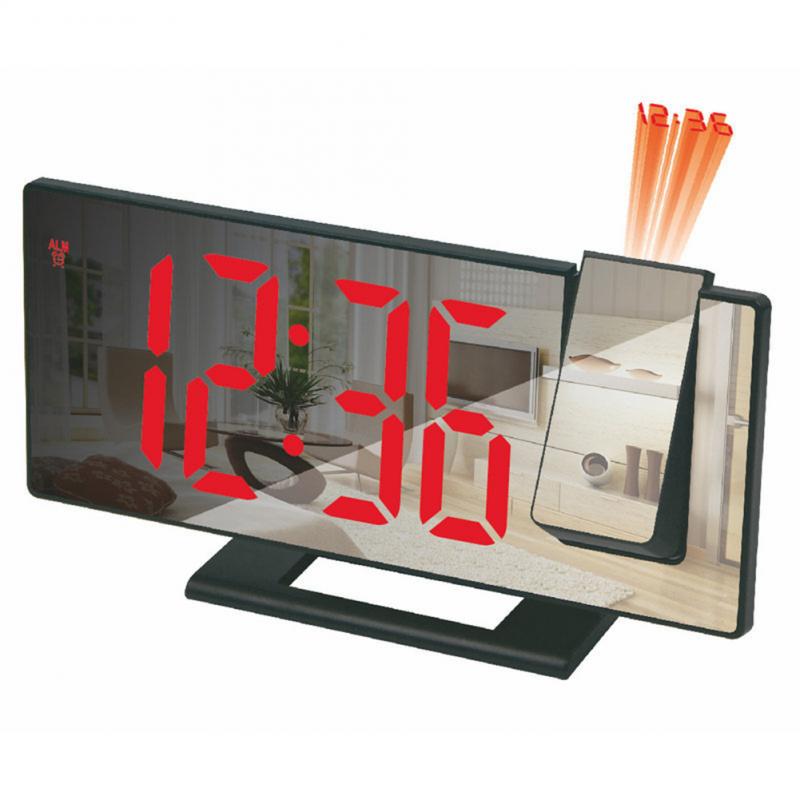 LED Mirror Alarm Clock Table Digital Ceiling Projector Alarm Clock USB Wake Up FM Radio Time Projector Bedroom Bedside Clock: 03