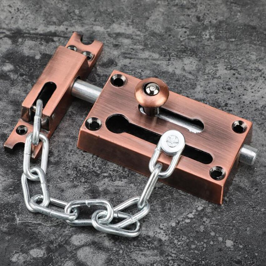Door Chain Lock, Zinc Alloy Security Chain Guard Slide Bolt Latch, Heavy Duty Door Latch Bolt, Silver, Red / Green Bronze: B