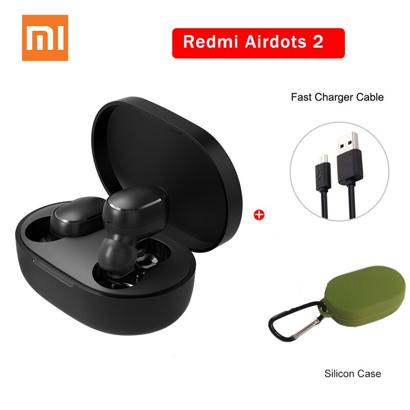 Xiaomi-auriculares Redmi AirDots 2, auriculares inalámbricos con Bluetooth 5,0, auriculares internos de graves estéreo con carga, auriculares Ture: AirdotS 2  dkgreen