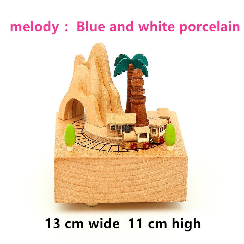 Rotary music box Choose eco-friendly wood Wood crafts music box A birthday Music box: A roller coaster