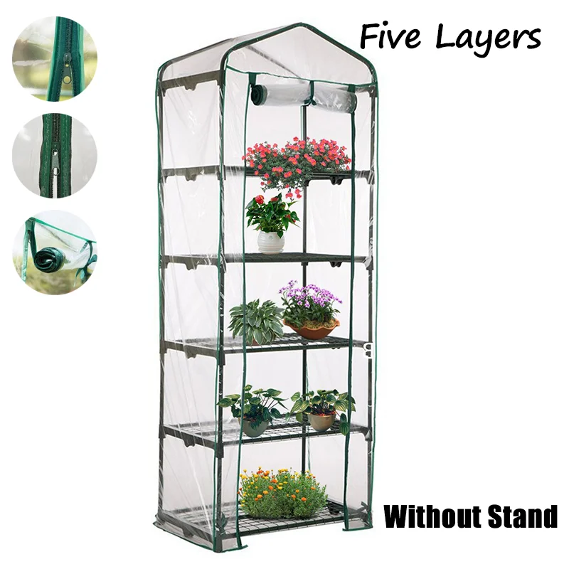 Hyller til hagevinterhage, ikke inkludert. pvc-beskyttelsesdeksel til blomster og planter til vinterhage.: Grå