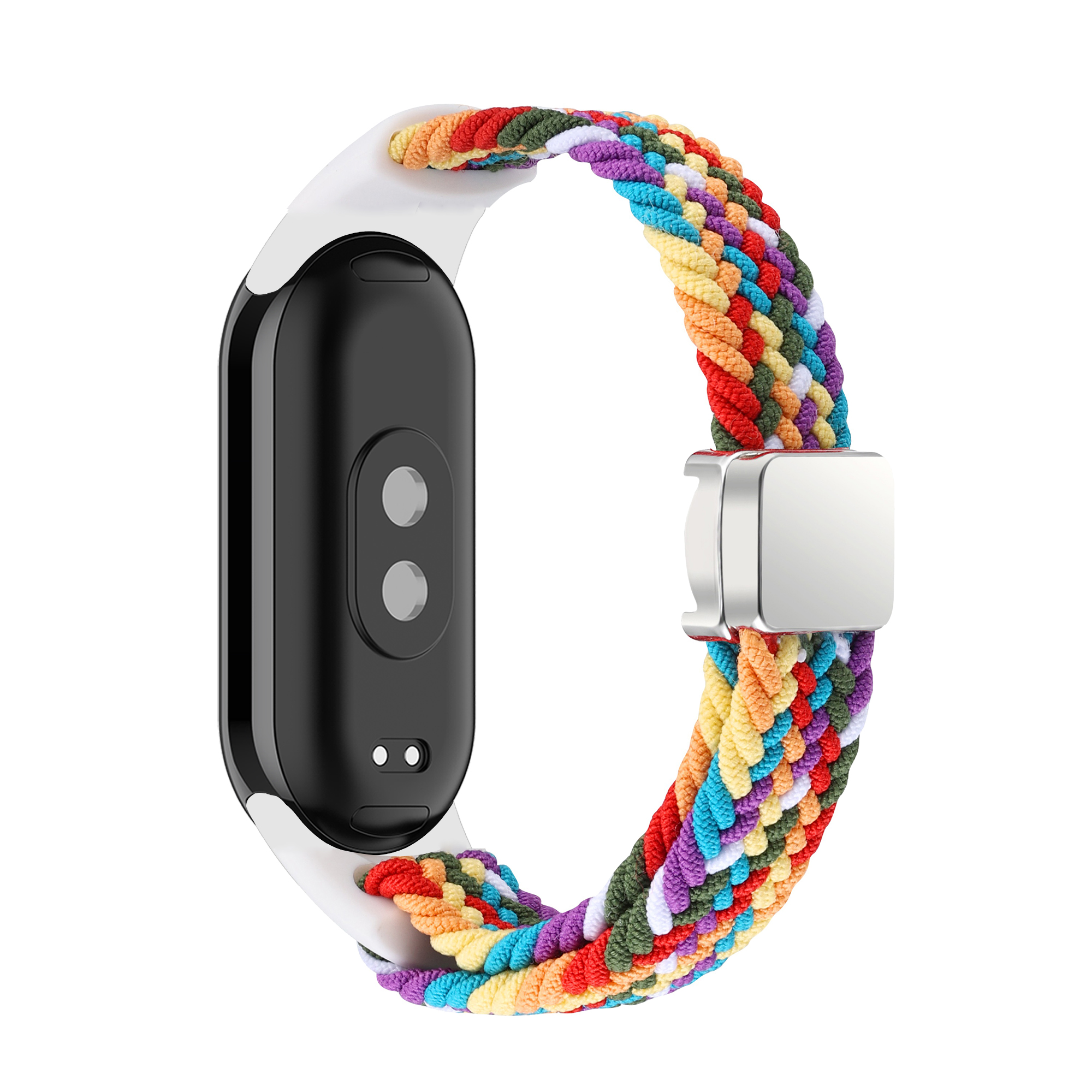 Boucle solo tressée pour Xiaomi Mi Band 9 8, accessoires de sangle, remplacement magnétique en nylon, bracelet, ata eld9 ata eld8, bandes NDavid: Lumière blanche Broches / 12mm