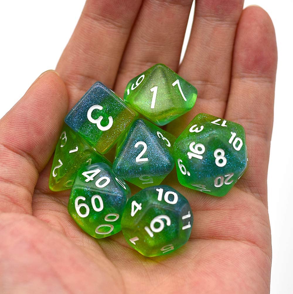 7 stk dnd terning 3 lag glitter d & d terning sett  d4 d6 d8 d10 d% d12 d20 polyhedral spill terning sett for bordspill mtg rpg