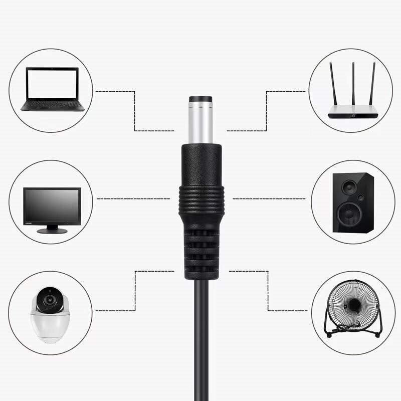 Universal DC 5V Power Cable USB to DC Plug Charging Cord with 12 Connectors Adapter for Router Light Speaker