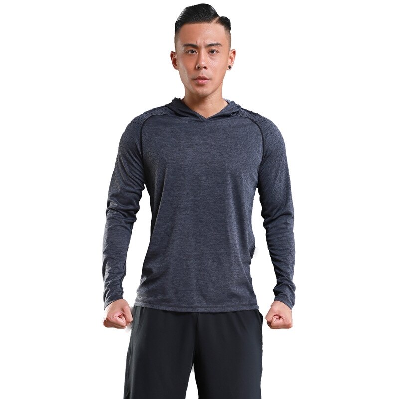 Pyöräilyalue miehet pyöräilytakit slim fit nuoret miehet hupulliset fitness ohuet takit ulkourheilu nopeasti kuivuva tuulitakki ylätakki: Harmaa / Xl