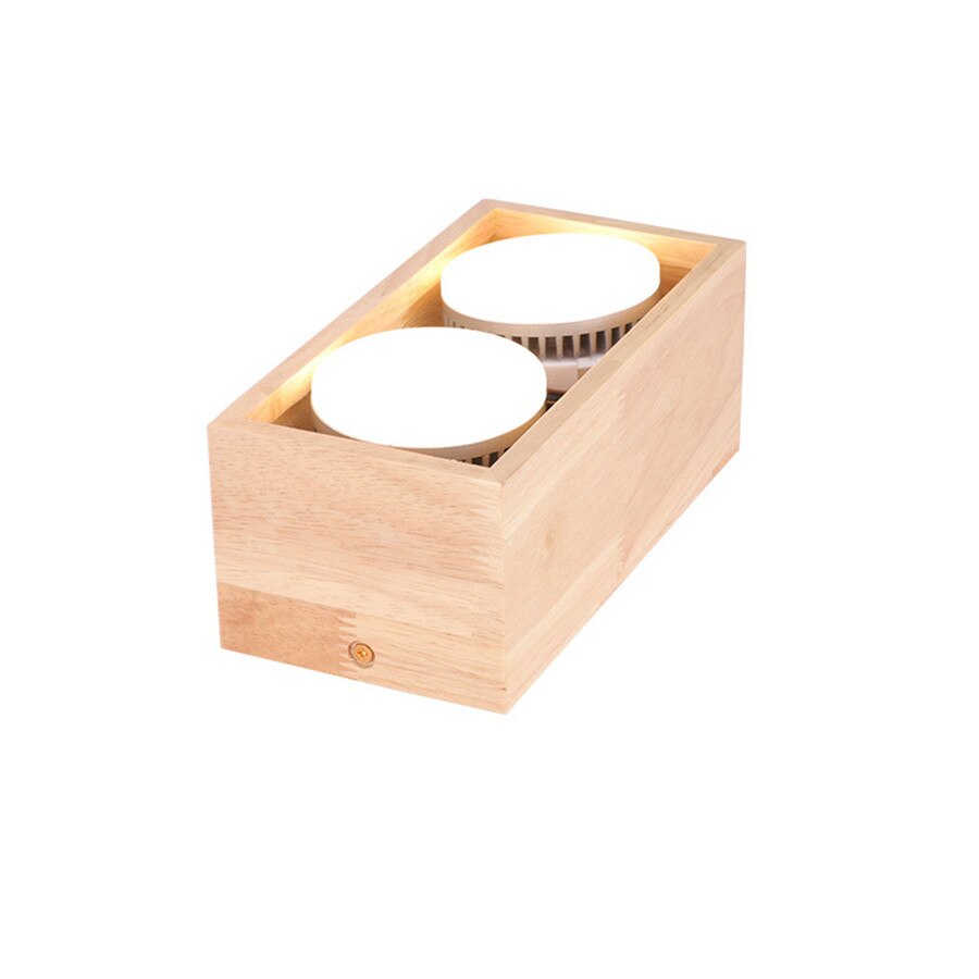 Adjustable Wooden LED Ceiling Light 9W 18W Surface Mounted LED Spotlight Bedroom Kitchen Dining Living Room Corridor Downlight: Double Head 18W / Natural White