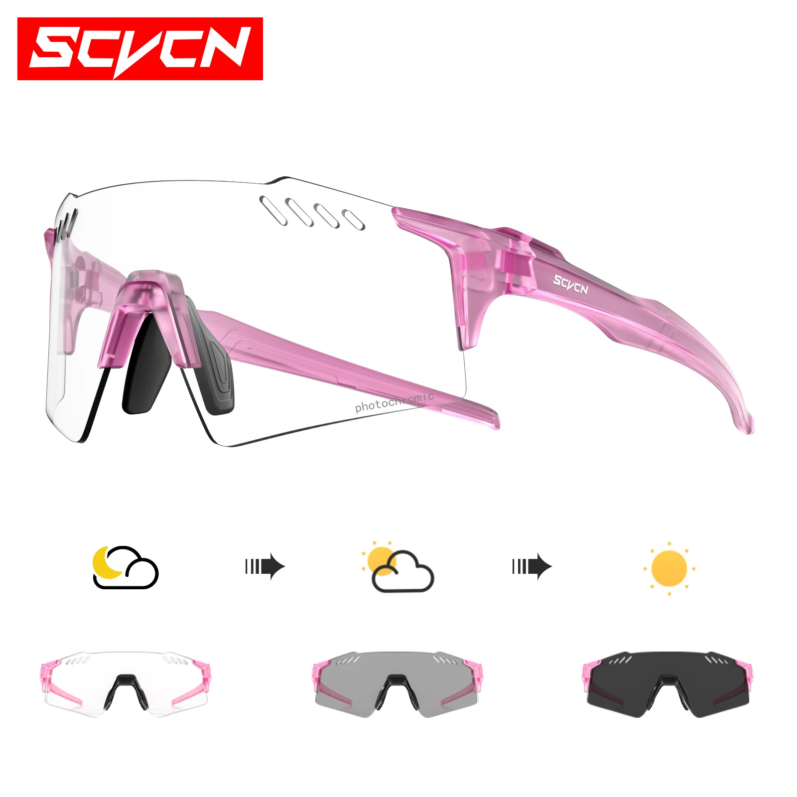 SCVCN gafas de sol fotocromáticas para exteriores, gafas deportivas para ciclismo, gafas para hombre, gafas de escalada MTB, gafas para mujer para conducir en bicicleta: Naranja