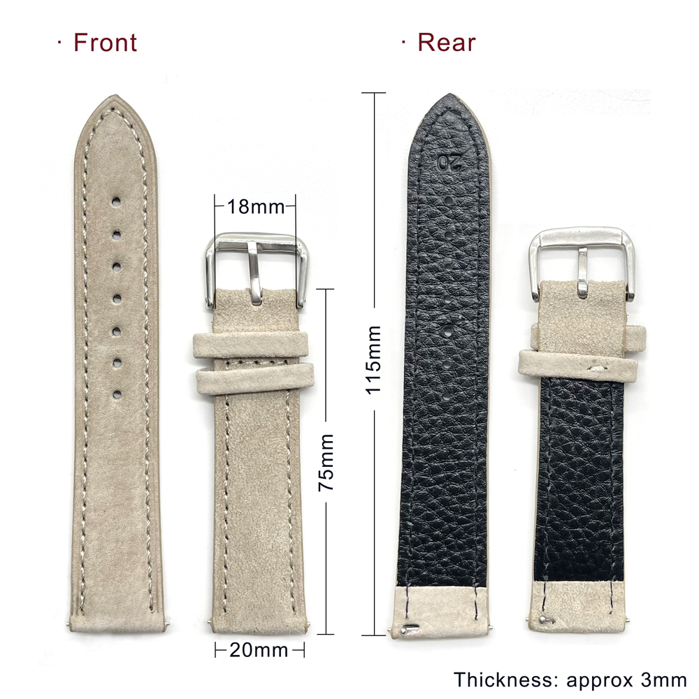 Bracelet de montre en daim gris vert bleu marron beige noir couleurs bracelet de montre en cuir 18mm 19mm 20mm 22mm 24mm bracelet de montre de remplacement
