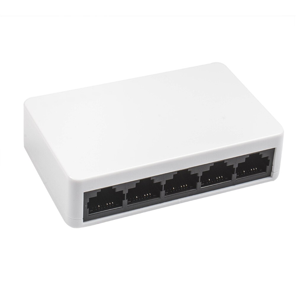 RJ45 Netwerk Switch 5 Poorten Fast Ethernet 10/100Mbps Lan Switcher Hub Met Power Adapter Voor Pc Desktop