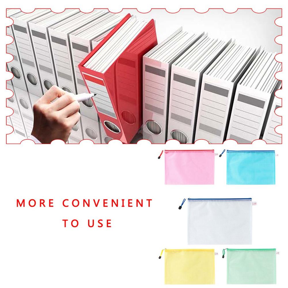 Bantoye 10 Pcs A4 Zipper File Bags Zippered Waterproof PVC Pouch Plastic Zip Document Filing Folder 5 Colors