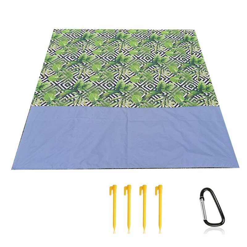 Draagbare Strand Deken Met Stakes En Karabijnhaak Sandproof Sandfree Camping Mat: Green leaf ash