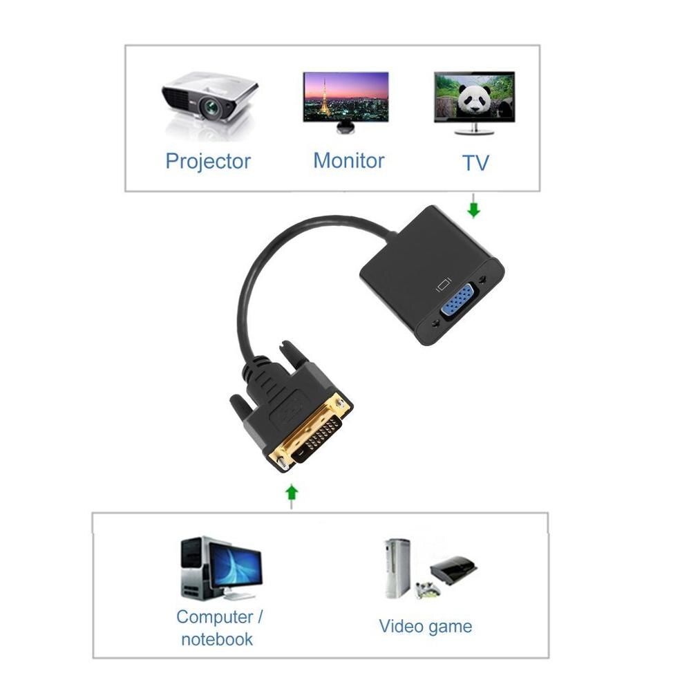 Full HD 1080P DVI-D to VGA Active Adapter Converter Cable 24+1 Pin Male to 15Pin Female Monitor Cable for PC Display Card