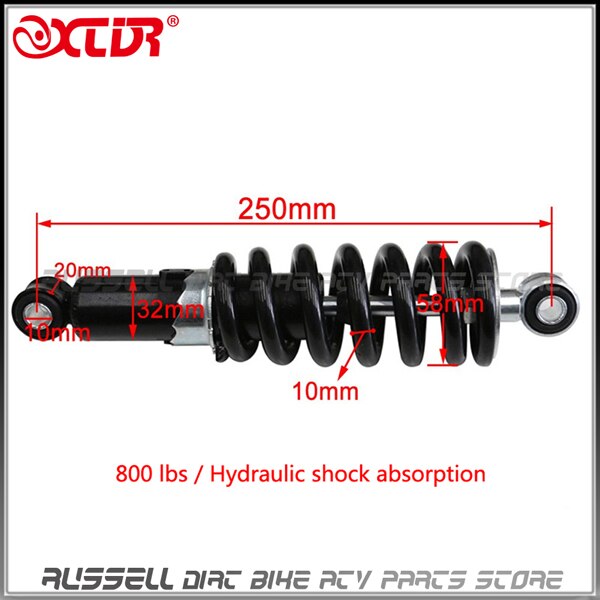 240mm 250mm 260mm 270mm 290mm hydraulisk støtdemperoppheng til terrengsykkel terrengsykkel atv quad tilbehør motocross 800 lbs: 250mm