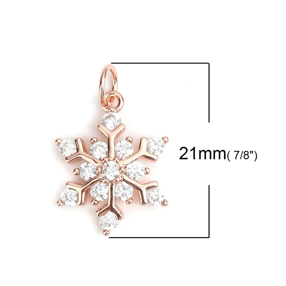 DoreenBox Serie Di Natale Pendenti E Ciondoli Ciondolo In Oro Rosa Bianco di Strass Fiocco di Neve Del Pendente di Rame per il FAI DA TE Monili Che Fanno 20x14mm 1PC