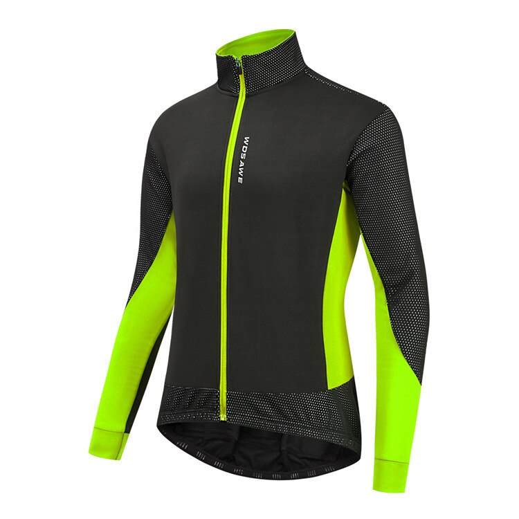 WOSAWE-Chaqueta de invierno para hombre, forro polar de manga larga, reflectante, antideslizante, cálida y a prueba de viento, para montar en bicicleta de montaña