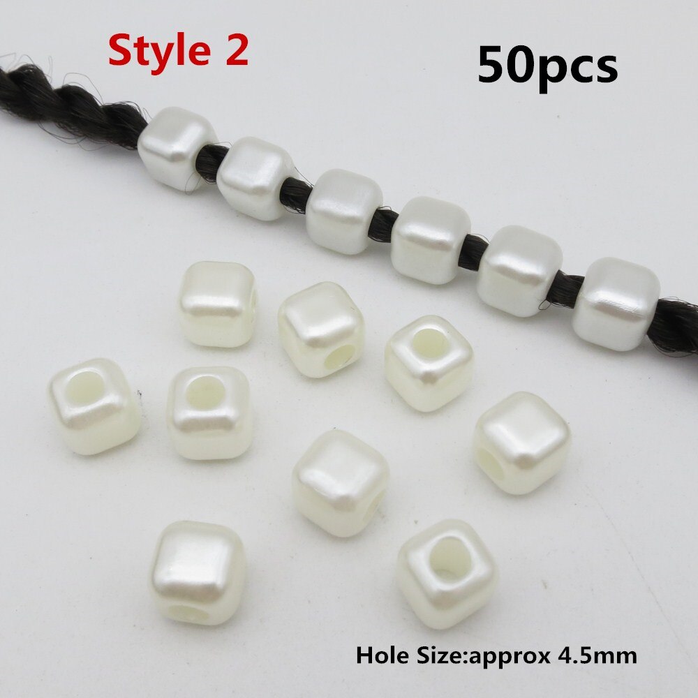 20pcs/pack Crochet Braids Pearl White kids girls women Hair braid Dreadlock Beads rings tube hair Accessories