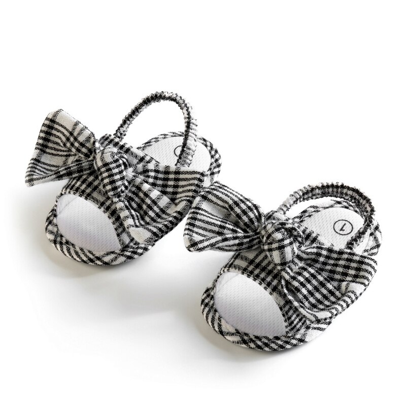 Sommer Neugeborenen Baby Mädchen Sandalen Anti Unterhose Weiche Sohle Plaid Kleinkind Erste Wanderschuhe Schuhe 0-18M lässig Bowknot Strand Schuhe
