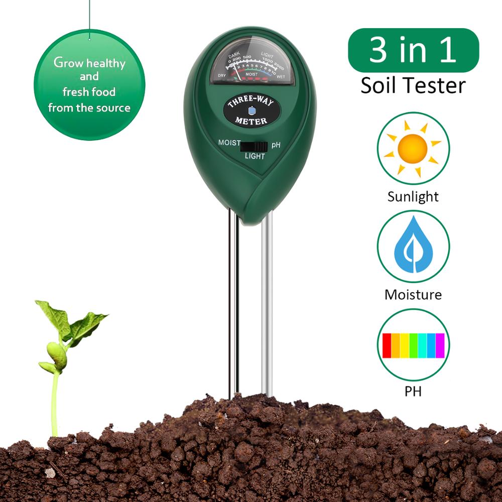 Jord ph tester 3- i -1 fugtighedsmåler sollys ph jord test kits jord ph tester til haven romote planter sund vækst