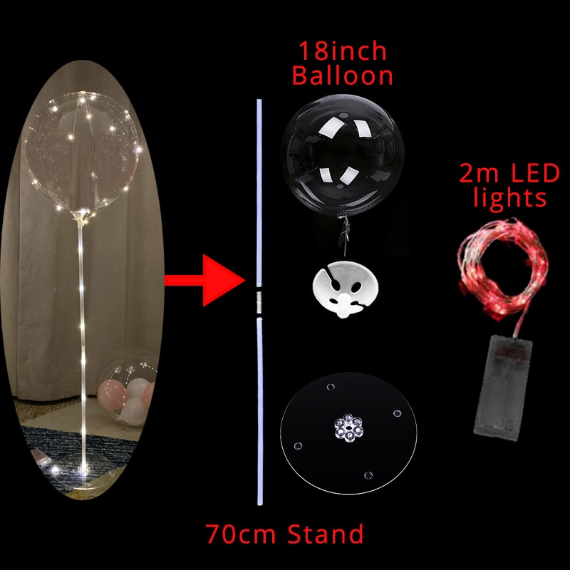 1 set ballonger kolonnstativ bågstativ hemfest led konfettiballonger med basklämmor bröllopsdekoration ballonghållare pinne: 2m led lampor set 7