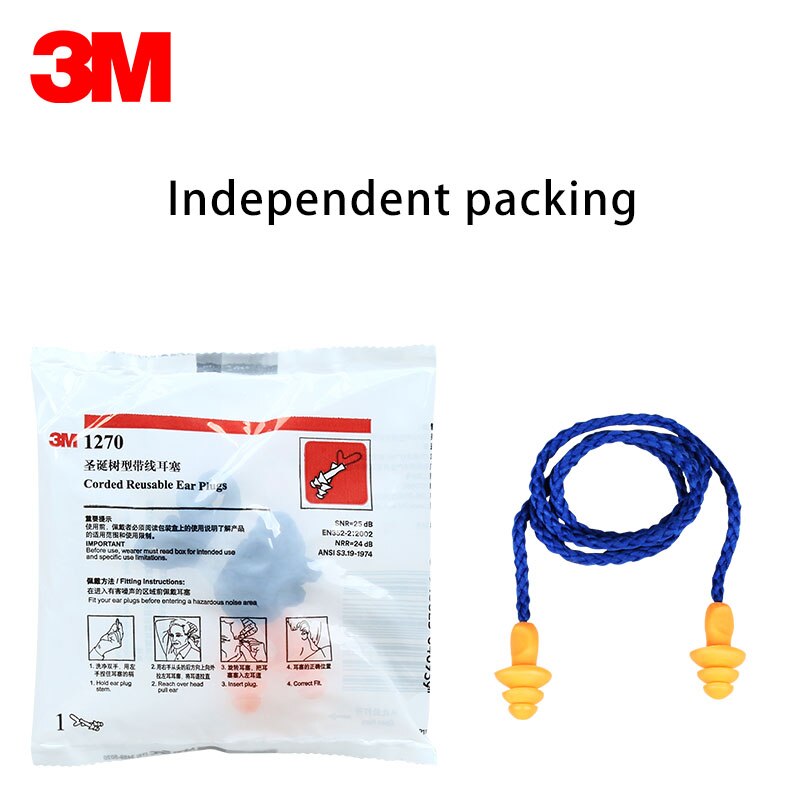 3M 1270 Anti-ruido tapones para los oídos de la forma del árbol cinturón tapones de oído de seguridad limpiar de gel de sílice aprender dormir auricular