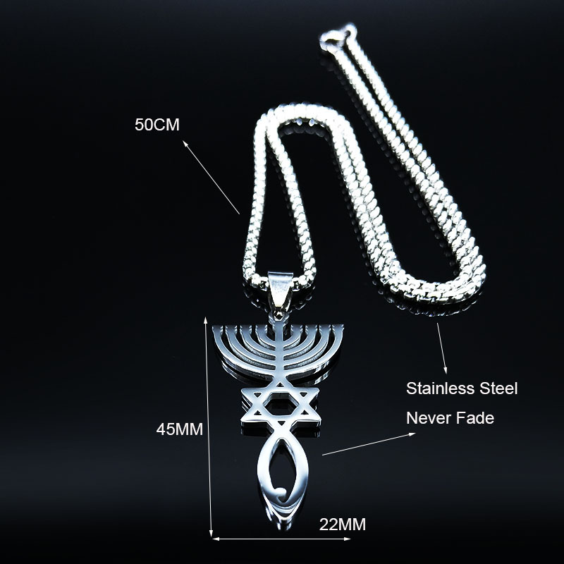 Messianic Charm Stainless Steel Pendant Necklace Silver Color Tone Seal Grafted in Jewish Hebrew roots Jewelry moda mujer N967
