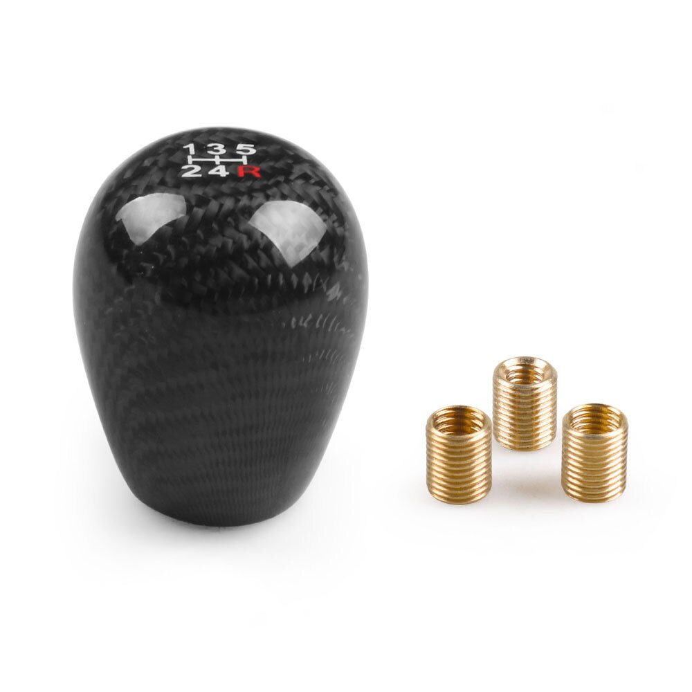 Racing 5 6 SPEED Gear Shift Knob Manual Real Carbon Fiber Shift Knob 57MM Stick Shifter Lever Knob: 5 speed