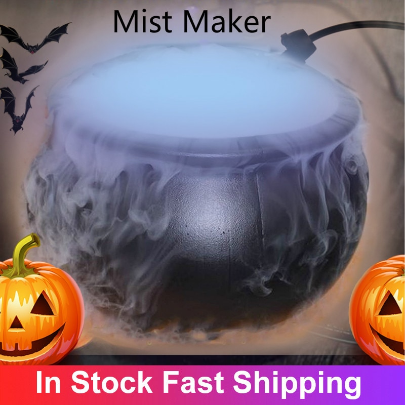 3 enchufes Halloween bruja máquina de humo máquina de niebla fuente de agua máquina de niebla cambio de Color decoración festiva