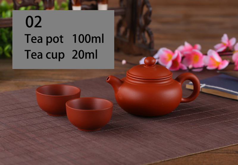 Yixing Paarse Klei Kleine Thee Set Omvat 1 Pot 2 Kopjes, Xishi Pot Thee Ceremonie, zisha Keramische Aardewerk Theekopje, China Kung Fu Thee Set: 02