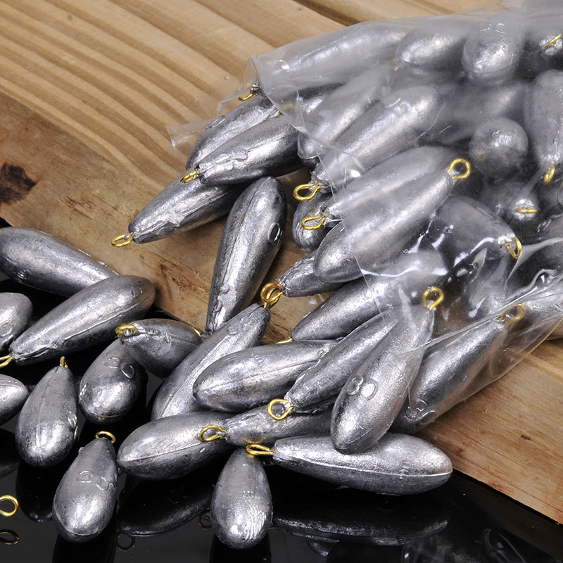Plomo en forma de gota de agua, accesorios de pesca, 10g/15g/20g/30g/40g/ 50g, gotitas de agua, pesas de plomo, 5 unids/lote