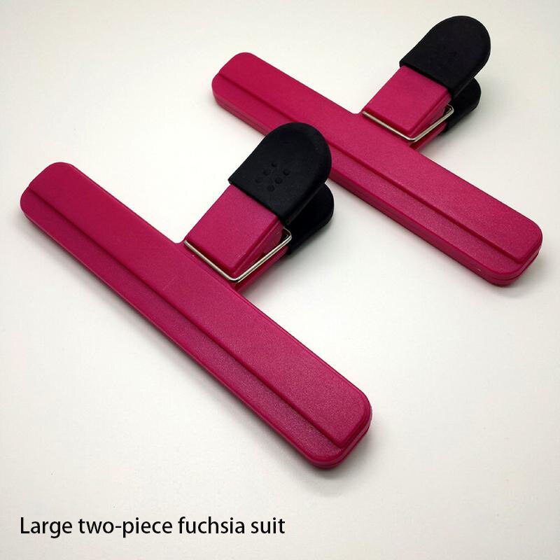 Universal Plastic Food Sealing Bag Clip Fresh Moisture-proof Snack Sealing Clip Postcard File Binder Clip Kitchen Tools: BigFuchsia2PC