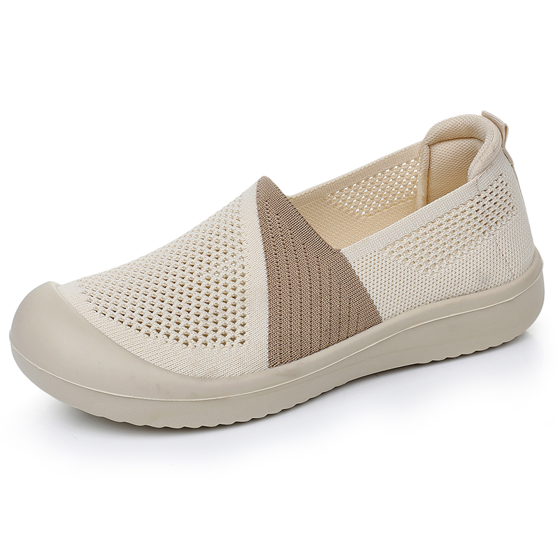 De zomerse vrijetijdsschoenen voor dames zijn ademende en comfortabele mesh-schoenen die te dragen zijn met één voet: Beige / 42