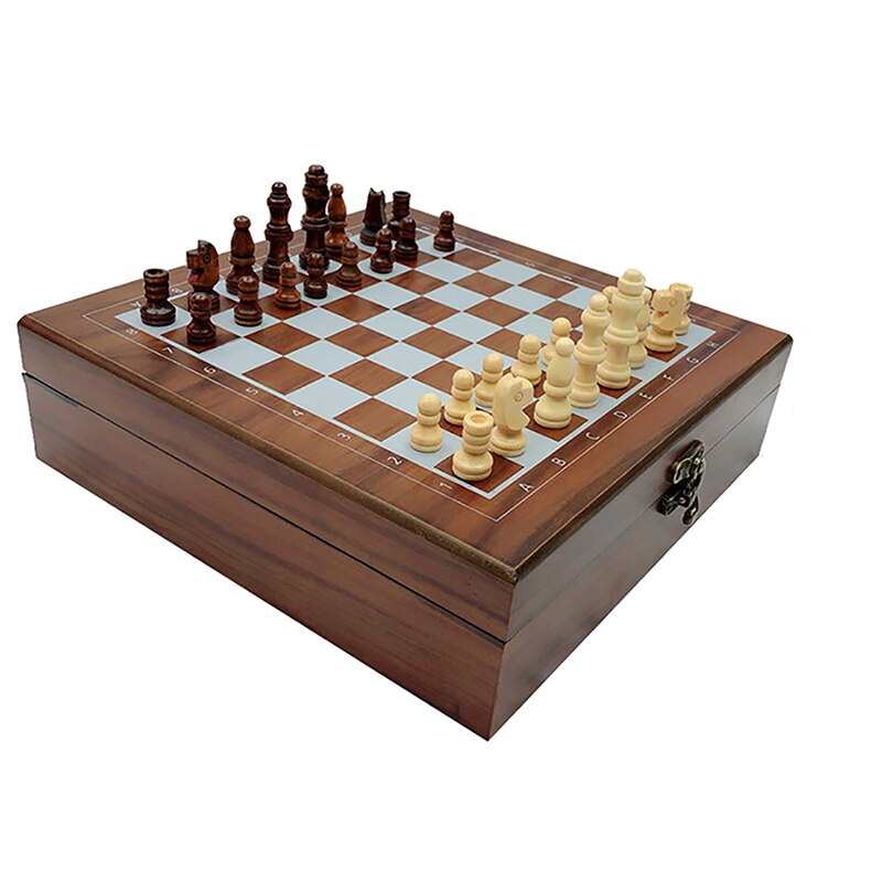 2 Styles Wooden Folding Chess Set Felted Game Board Interior 24cm*24cm Storage Adult Kids Family Game Chess Board: 2