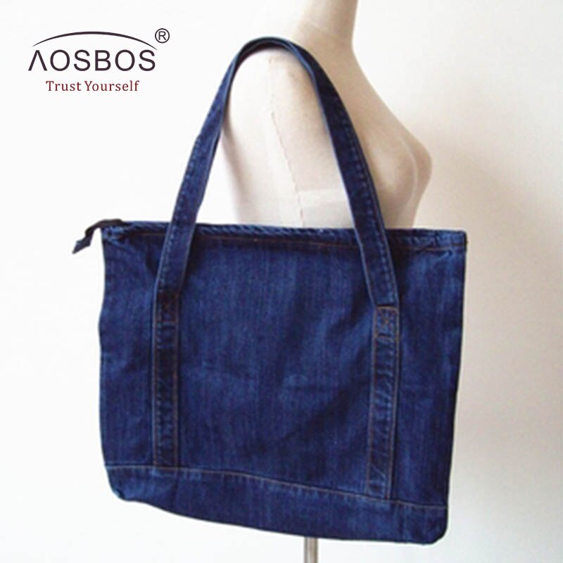 Aosbos – sacs à main en toile pour femmes, sacs à bandoulière en Denim bleu de styliste, fourre-tout de bonne , grande capacité: denim blue