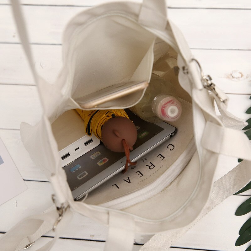 Zachte Canvas Tas Grote Capaciteit Vrouwen Boodschappentas Casual Hasp Dames Een Schouder Tassen Vrouwen Handtassen