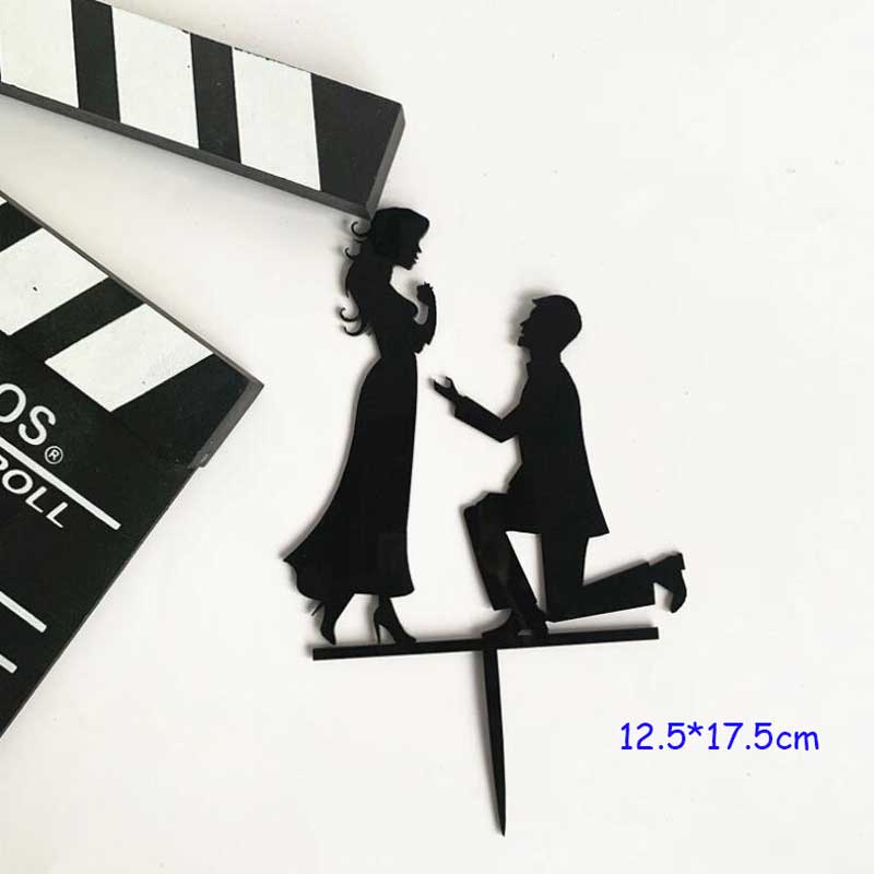 Wedding Cake Topper Acrylic Cupcake Topper Bride Groom Mr Mrs Wedding Decorations Mariage Anniversary Party Cake Top Flag Decor: picture show 05