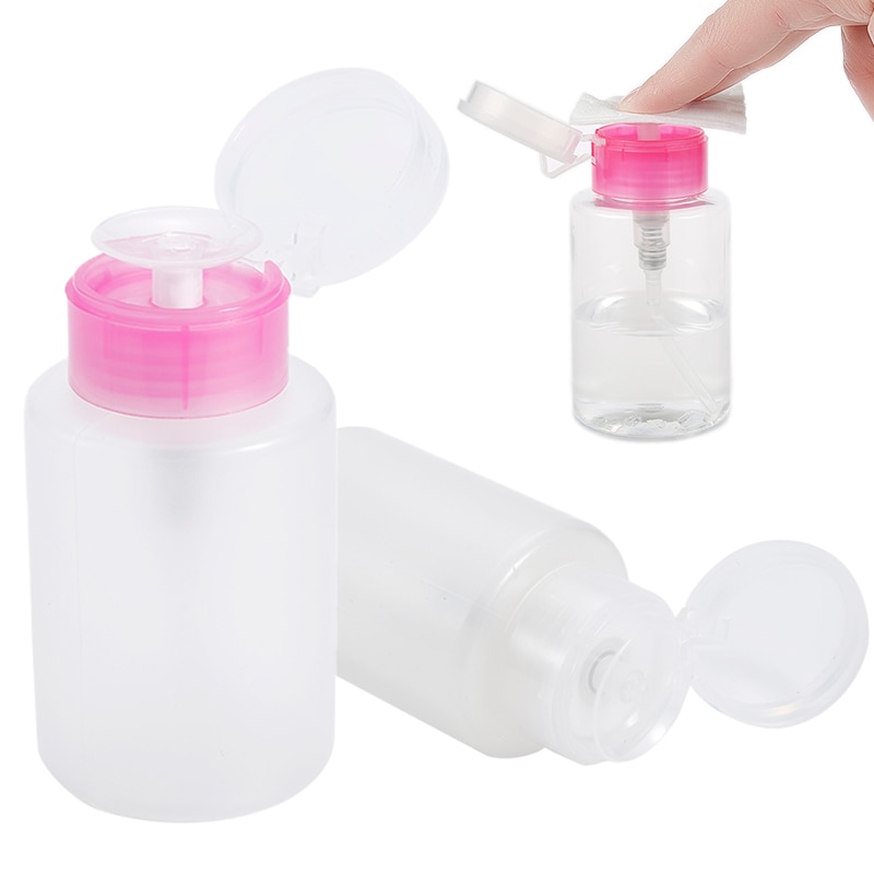 1pc Portable 150ml Empty Plastic Nail Polish Remover Alcohol Liquid Press Pumping Dispenser Bottle Nail Art UV Gel Cleaner Tool