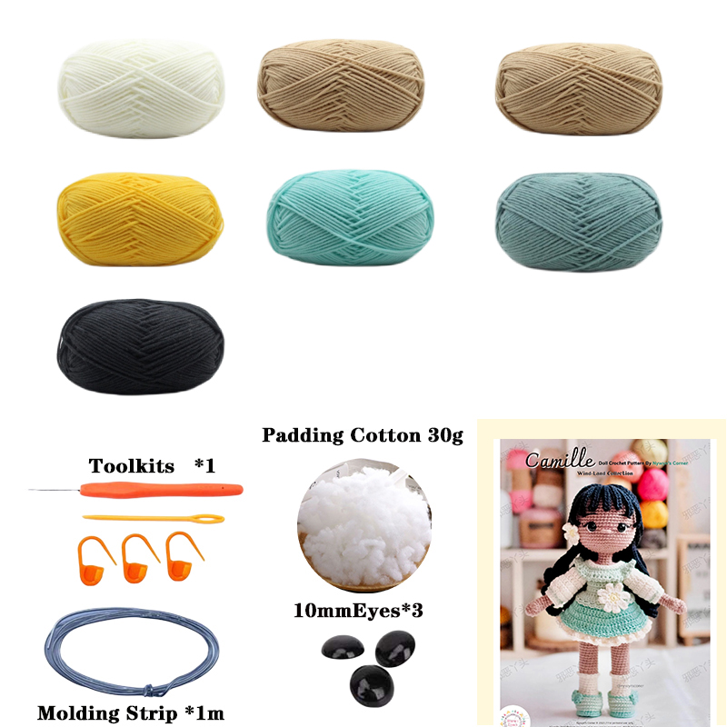 Gehaakte meisjes Amigurumi gehaakte pop truien DIY haak meisjes materiaal Kit met garen accessoires patroon kinderen cadeau Home Decor: Licht Geel