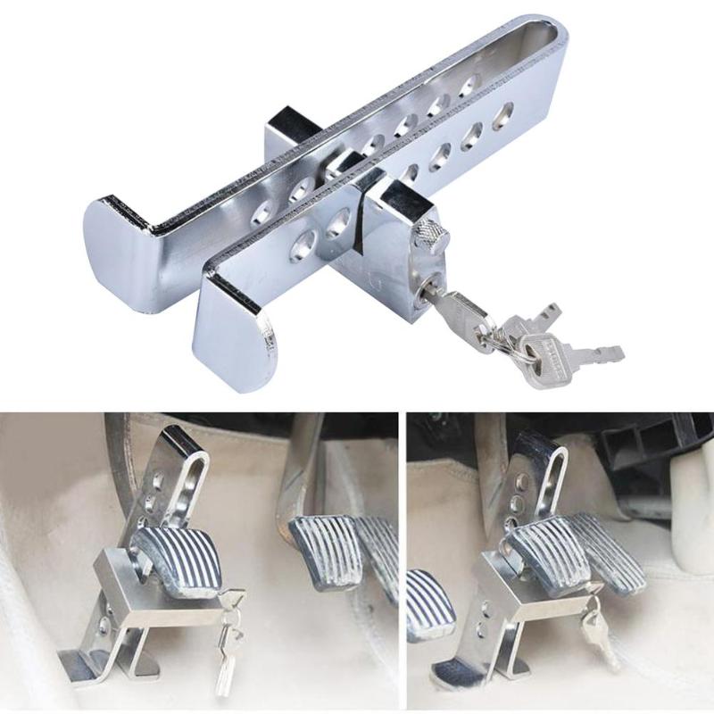 Beveiliging Auto Stuurslot Auto Rem Koppeling Pedaal Lock Anti-Diefstal Auto Gaspedaal Stuurslot + 3 toetsen: Default Title