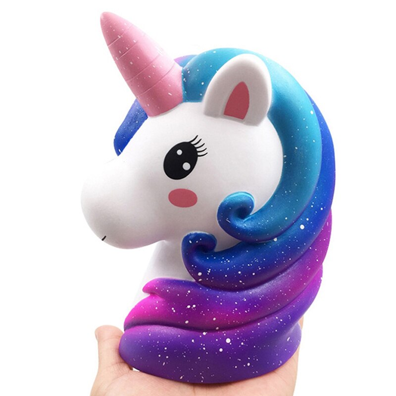 Neue Jumbo Bunte Galaxis Einhorn Pferd Kopf Squishy Nette Brot Kuchen Duft Langsam steigend Weichen quetschen Spielzeug Spaß für Kind weihnachten